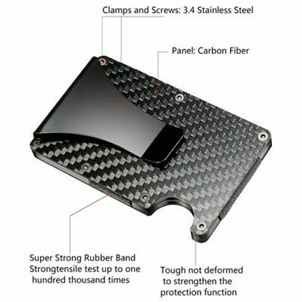 Slim carbon fiber cards holder W money cli…